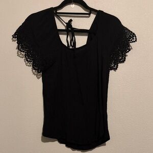 Elegant Black Lace Sleeve Top